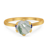 Art Deco Round Natural Stone Halo Ring