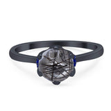 Art Deco Round Natural Stone Halo Ring