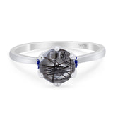 Art Deco Round Natural Stone Halo Ring