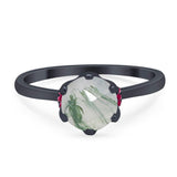 Art Deco Round Natural Stone Halo Ring