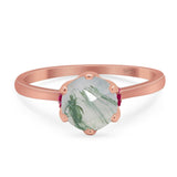 Art Deco Round Natural Stone Halo Ring