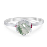 Art Deco Round Natural Stone Halo Ring