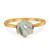 Art Deco Round Natural Stone Halo Ring