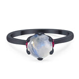 Art Deco Round Natural Stone Halo Ring