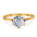 Art Deco Round Natural Stone Halo Ring