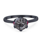 Art Deco Round Natural Stone Halo Ring