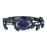 Round Natural Stone Leaf Style Ring