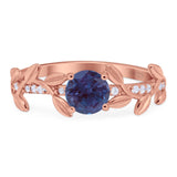 Round Natural Stone Leaf Style Ring