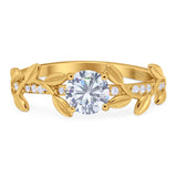 Round Natural Stone Leaf Style Ring