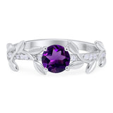 Round Natural Stone Leaf Style Ring