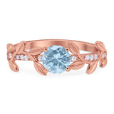 Round Natural Stone Leaf Style Ring