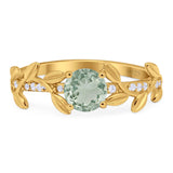 Round Natural Stone Leaf Style Ring