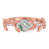 Round Natural Stone Leaf Style Ring