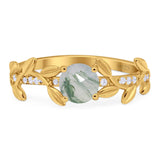 Round Natural Stone Leaf Style Ring
