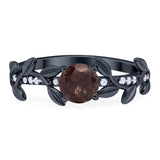 Round Natural Stone Leaf Style Ring