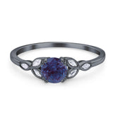 Art Deco Round Natural Stone Floral Ring