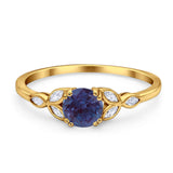 Art Deco Round Natural Stone Floral Ring