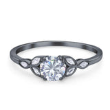 Art Deco Round Natural Stone Floral Ring