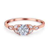 Art Deco Round Natural Stone Floral Ring