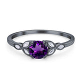 Art Deco Round Natural Stone Floral Ring