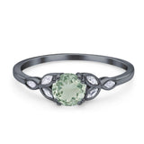 Art Deco Round Natural Stone Floral Ring