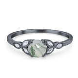 Art Deco Round Natural Stone Floral Ring