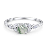 Art Deco Round Natural Stone Floral Ring