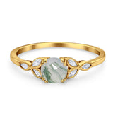 Art Deco Round Natural Stone Floral Ring