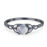 Art Deco Round Natural Stone Floral Ring
