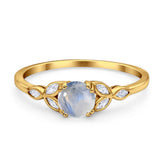 Art Deco Round Natural Stone Floral Ring