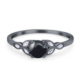 Art Deco Round Natural Stone Floral Ring