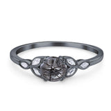 Art Deco Round Natural Stone Floral Ring