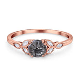 Art Deco Round Natural Stone Floral Ring