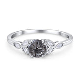 Art Deco Round Natural Stone Floral Ring