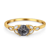 Art Deco Round Natural Stone Floral Ring