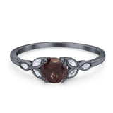 Art Deco Round Natural Stone Floral Ring