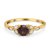 Art Deco Round Natural Stone Floral Ring