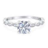 Vintage Style Round Moissanite Wedding Ring 925 Sterling Silver