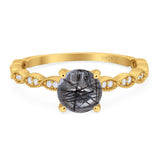 Vintage Style Round Natural Stone Ring