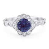 Vintage Style Round Natural Stone Wedding Ring