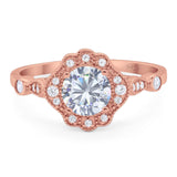 Vintage Style Round Natural Stone Wedding Ring