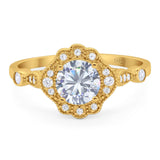 Vintage Style Round Natural Stone Wedding Ring