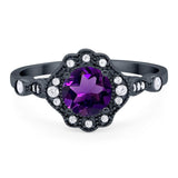 Vintage Style Round Natural Stone Wedding Ring