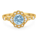 Vintage Style Round Natural Stone Wedding Ring