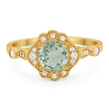 Vintage Style Round Natural Stone Wedding Ring