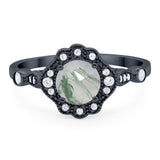 Vintage Style Round Natural Stone Wedding Ring