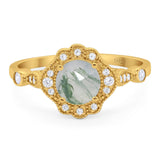 Vintage Style Round Natural Stone Wedding Ring