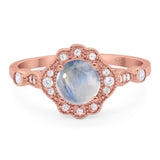 Vintage Style Round Natural Stone Wedding Ring