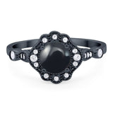 Vintage Style Round Natural Stone Wedding Ring