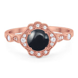 Vintage Style Round Natural Stone Wedding Ring